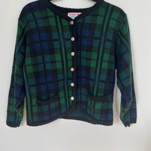 Vintage Tally Ho Plaid Sweater Cardigan
